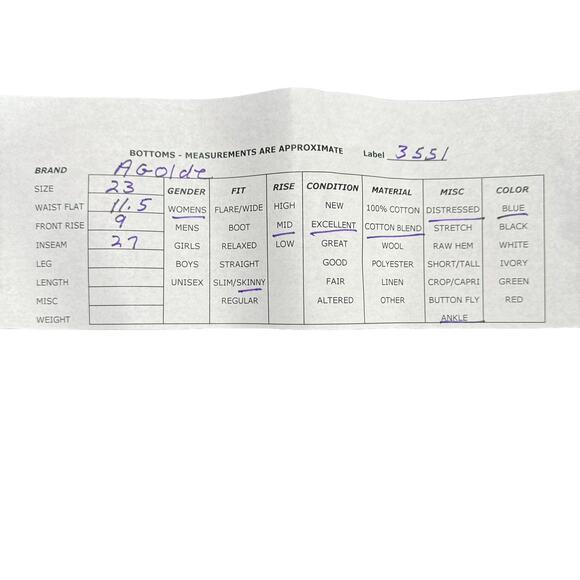 AGOLDE Womens Mid Rise Skinny Ankle Distressed Sophie Cotton Blend Light Wash 23 - Picture 9 of 9